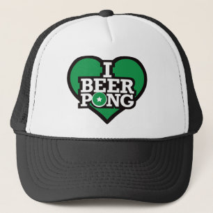 I Love Beer Pong - Green Trucker Hat