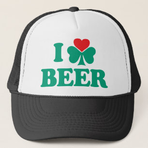 I Love Beer Shamrock Trucker Hat
