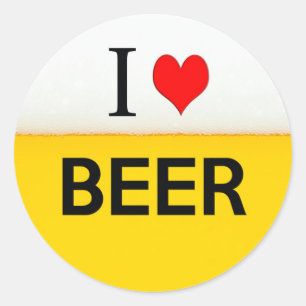i love beer texture beverage alcohol drink heart classic round sticker