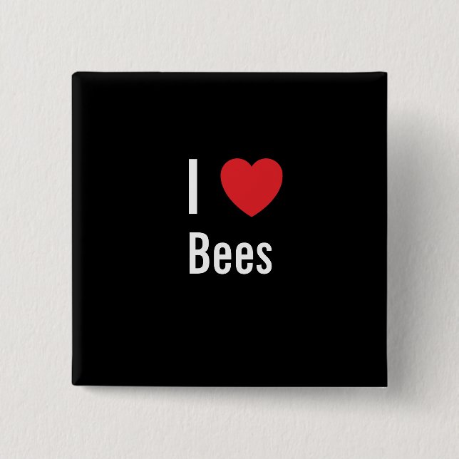 I love Bees 2 Inch Square Button (Front)