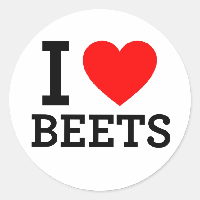 I Love Beets Classic Round Sticker (Front)