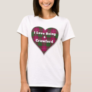 I Love Being a Crawford Clan Tartan Plaid Heart T-Shirt