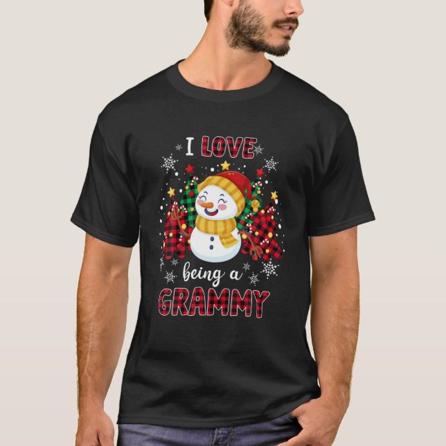 I Love Being A Grammy Snowman Christmas Tree Xmas T-Shirt (Front)