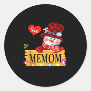 I Love Being A Memom Snowman Xmas Happy Family New Classic Round Sticker