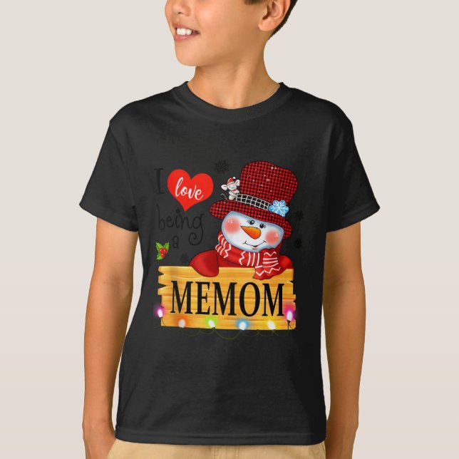 I Love Being A Memom Snowman Xmas Happy Family New T-Shirt (Front)