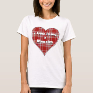 I Love Being a Menzies Clan Red Tartan Plaid Heart T-Shirt