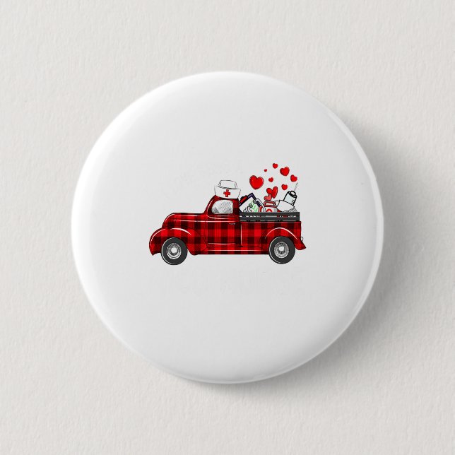 I Love Being A Nicu Nurse Valentine Buffalo Plaid  2 Inch Round Button (Front)