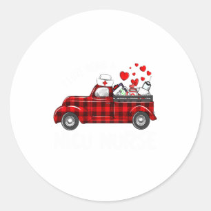 I Love Being A Nicu Nurse Valentine Buffalo Plaid Classic Round Sticker