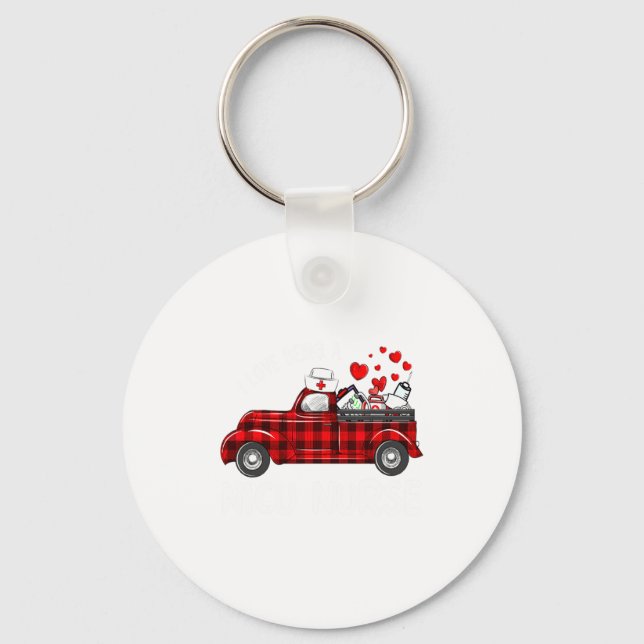 I Love Being A Nicu Nurse Valentine Buffalo Plaid  Keychain (Front)