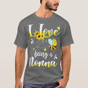 I Love Being A Nonna Sunflower And Bee Lover  T-Shirt