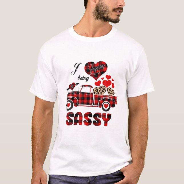 I Love Being A Sassy Red Truck Heart Leopard For C T-Shirt (Front)
