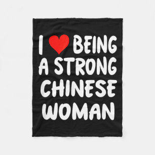 I Love Being A Strong Chinese Woman - Heart - Chin Fleece Blanket