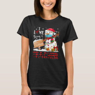 I Love Being A Teacher Christmas Dabbing Snowman D T-Shirt