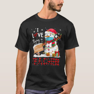 I Love Being A Teacher Christmas Dabbing Snowman D T-Shirt