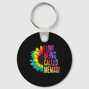 I Love Being Called Memaw Sunflower Tie Dye Mother Keychain
