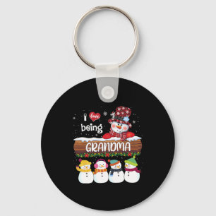 I Love Being Grandma Snowman Christmas Xmas Family Keychain
