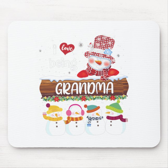 I Love Being Grandma Snowman Christmas Xmas Family Mouse Pad (Front)