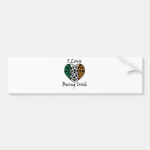 I Love Being Irish Celtic Heart Bumper Sticker