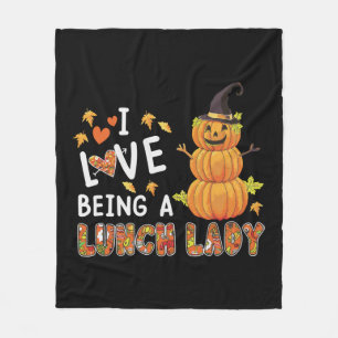 I Love Being Lunch Lady Halloween Pumpkin Costume Fleece Blanket
