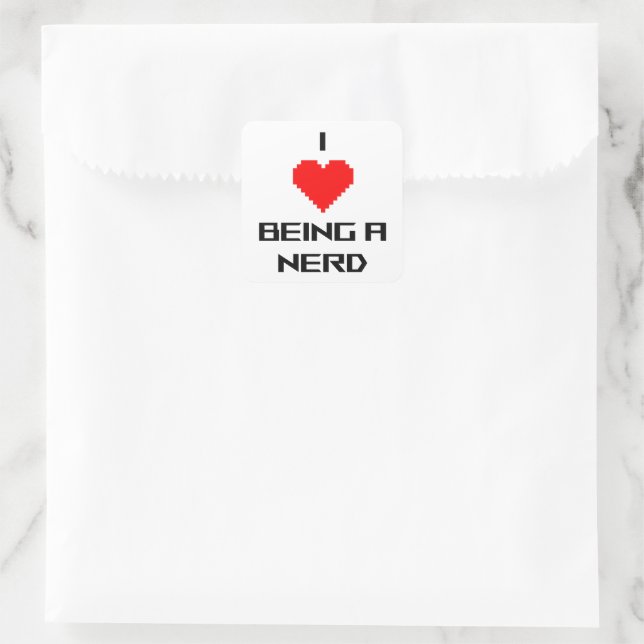 I Love Being Nerdy Square Sticker (Bag)
