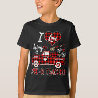 I Love Being Pre-K Teacher Red Truck Hearts Valent