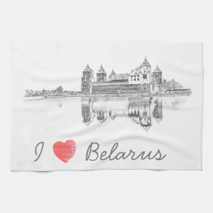 I Love Belarus Mir Castle Architecture Мирский Kitchen Towel
