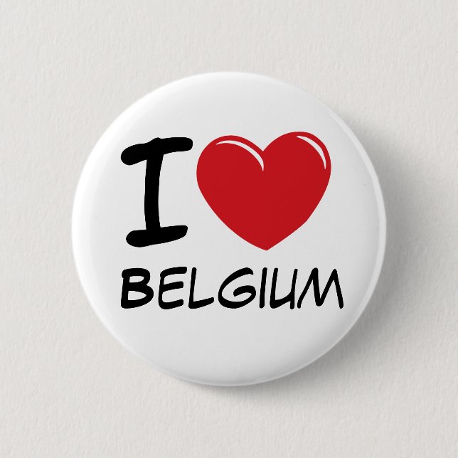 I Love Belgium 2 Inch Round Button (Front)