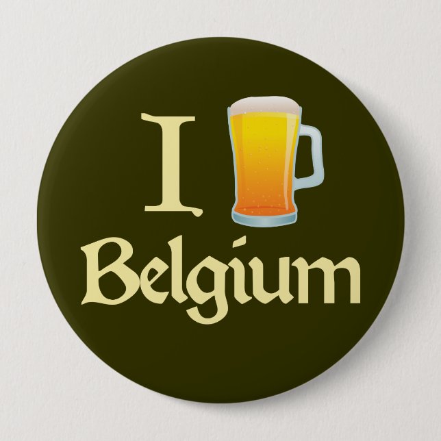 I Love Belgium 4 Inch Round Button (Front)