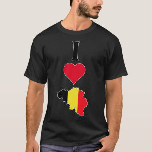 I Love Belgium Vertical I Heart Country Flag Map T-Shirt