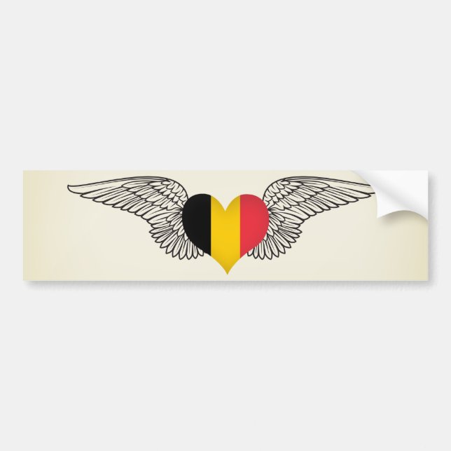I Love Belgium -wings Bumper Sticker (Front)