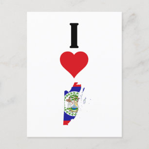 I Love Belize Vertical I Heart Country Flag Map Postcard