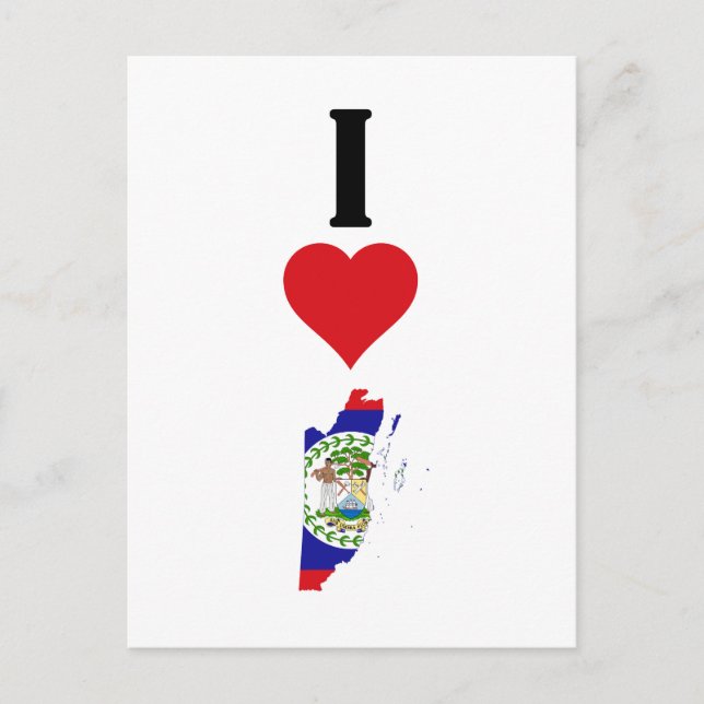 I Love Belize Vertical I Heart Country Flag Map Postcard (Front)