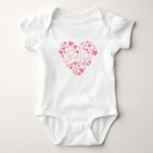 I love Bella hearts in pink Baby Bodysuit