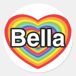 I love Bella: rainbow heart Classic Round Sticker