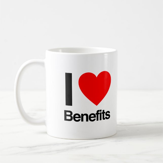I Love Benefits Coffee Mug (Left)