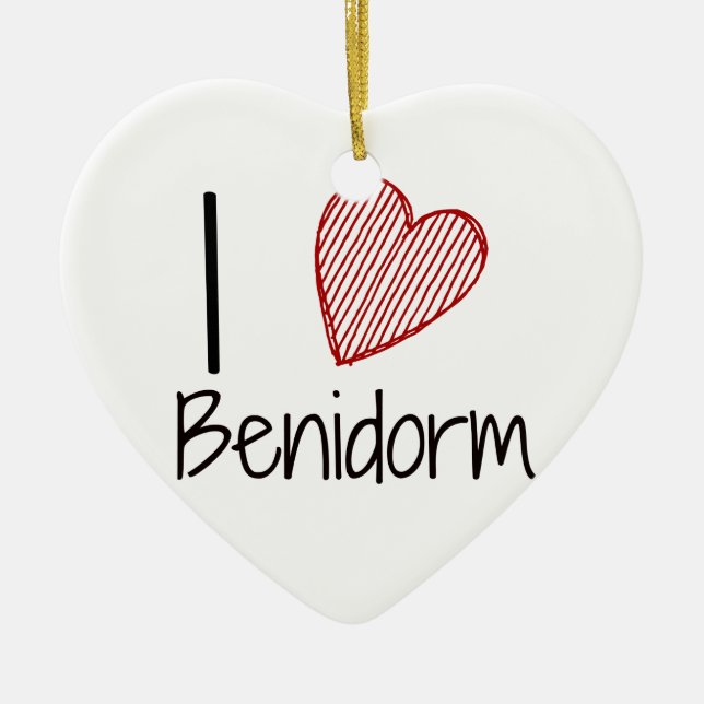I Love Benidorm Ceramic Ornament (Front)