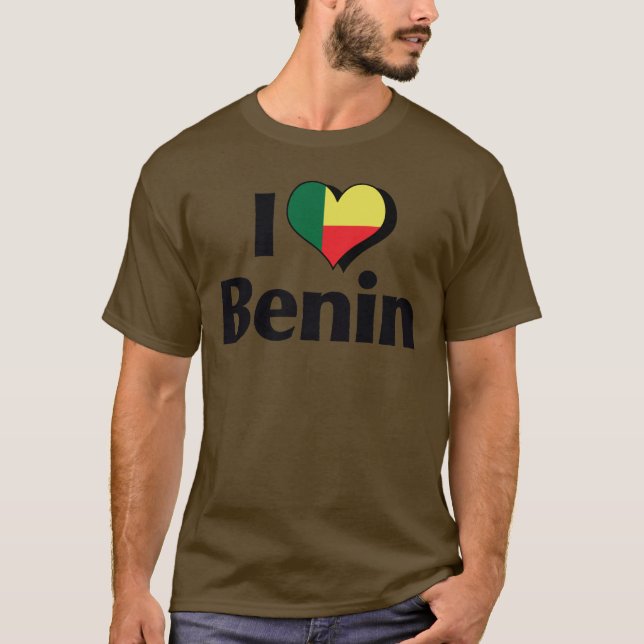 I Love Benin Flag T-Shirt (Front)