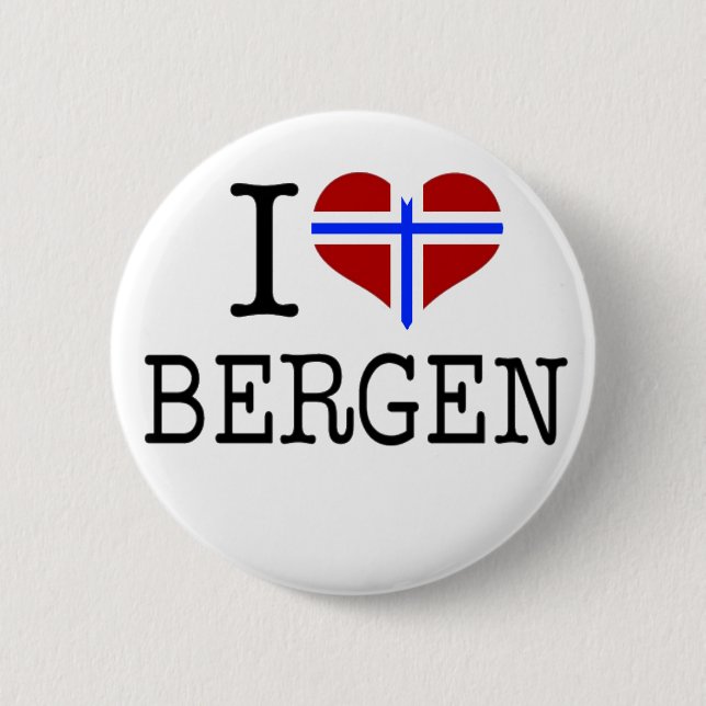 I love Bergen 2 Inch Round Button (Front)