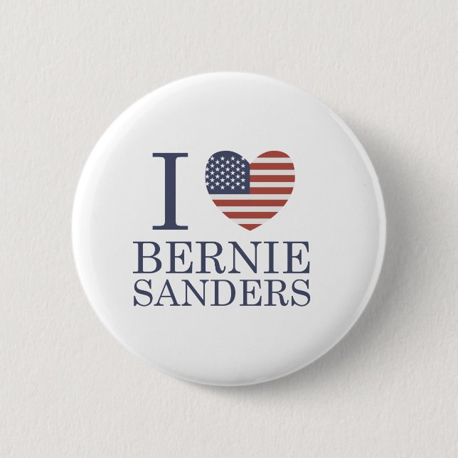 I Love Bernie Sanders 2 Inch Round Button (Front)