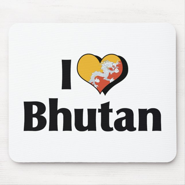 I Love Bhutan Flag Mouse Pad (Front)