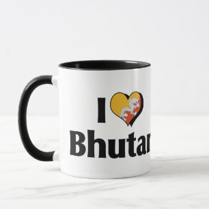 I Love Bhutan Flag Mug