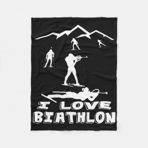 I Love Biathlon Winter Sports Ski Sport Biathlete Fleece Blanket