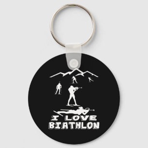 I Love Biathlon Winter Sports Ski Sport Biathlete Keychain