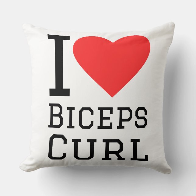 I love biceps curl throw pillow (Front)