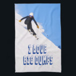 I Love Big Dumps Snow Ski Downhill Kitchen Towel<br><div class="desc">If you love downhill skiing in the mountains on fresh snow then you must Love Big Dumps.  This funny item is perfect for the lover of a good fresh white fluffy snow fall.</div>