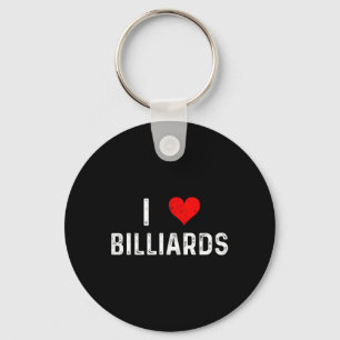 I Love Billiards - Heart - Distressed Pool Table H Keychain