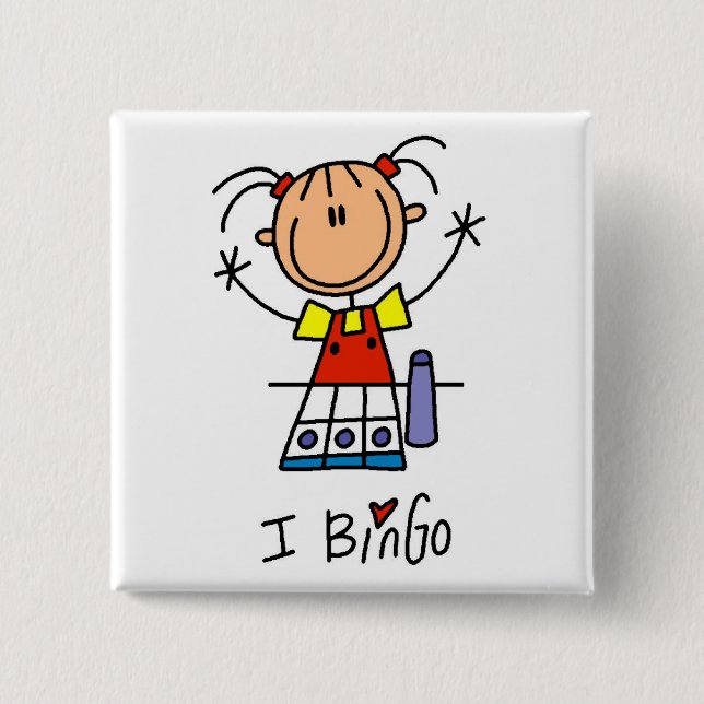 I Love Bingo 2 Inch Square Button (Front)