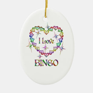 I Love Bingo Ceramic Ornament