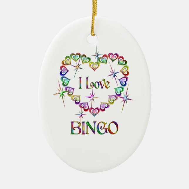I Love Bingo Ceramic Ornament (Front)