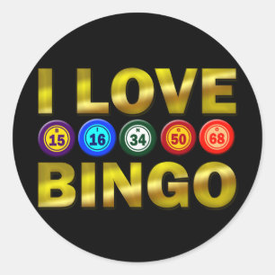 I LOVE BINGO CLASSIC ROUND STICKER